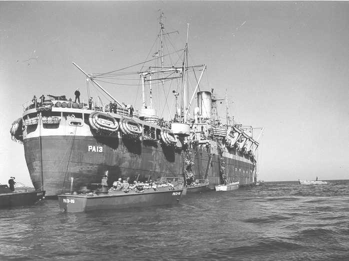 The Coast Guard-manned assault transport USS Joseph T. Dickman